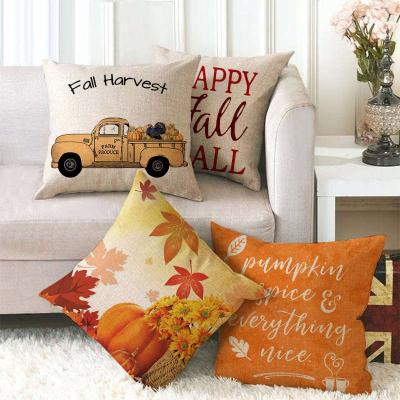 China Anti Dust Mites Halloween Pumpkin Leaves Fall Harvest Customs Throw Cushions Decorative Pillows Pillow Covers Set for sale