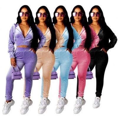 China 2021winter Breathable Women Clothing Sets Velvet Breathable Fashionable Lounge Wear Sets Women Sweat Suit for sale