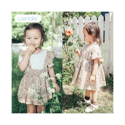 China 2022 Spring Floral Lantern Sleeve Spring New Arrivals Children Girls Skirt Washable Original Design Baby Dresses for sale