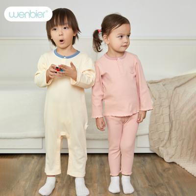 China Wenbier anti-shrink 2022 spring autumn thickened RIB Newborn baby lounge pony pattern sleep wear children clothing for sale