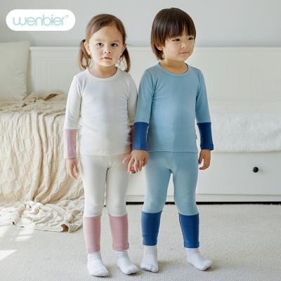 China Wenbier Anti-Shrink 2022 Autumn Dralon Thermal Newborn Baby Contrast Color Spring 2 Piece Home Wear Baby Boy Girls Clothing Set for sale