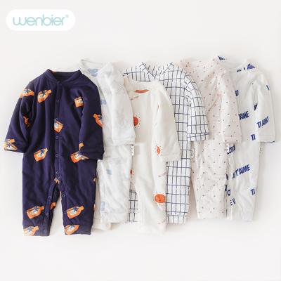 China Wenbier 2022 Autumn Winter Style Lovely Overalls Breathable Eco-friendly Baby Romper High Quality Newborn Wholesale Organic Cute Cotton Long Sleeve for sale