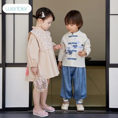 China Wenbier OEM Chinese Style Anti-Shrink Wholesale High Quality Exclusive Baby Suits Unique Baby Dress Baby Clothing Sets For Party for sale