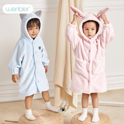 China Wenbier 2022 Autumn Winter Long Comfy Support High Quality Coral Fleece Sleeves Baby Pajamas Suits Kids Baby Warm Thermal Clothing Sets for sale