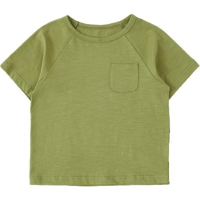 China Wenbier Anti-Shrink Summer Newborn Baby Clothes Four Colors Kids Casual Simple T-shirt With Pocket for sale