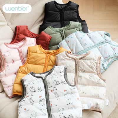 China Wenbier anti-shrink 2022 winter children invest classic eider coat factory wholesale classic updraft down feather baby vest for sale