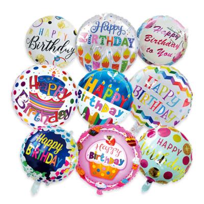 China Party Supplies New 18 Inch Round Foil Balloon Birthday Cake Candle Printing Butterfly Dots Birthday Party Supplies Decoration for sale