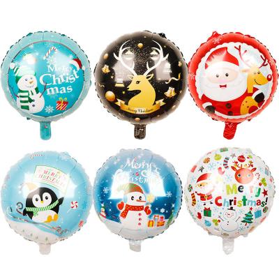 China Party Festival Supplies Printed 18 Inch Round Elk Snowman Christmas Balloons Christmas Party Decorations Foil Balloons for sale