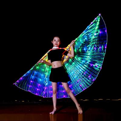 China Belly Dancing LED Isis Wings With Stick Luminous Dance Performance Costume Carnival Halloween Led Angel Wings Light Toys For Children for sale