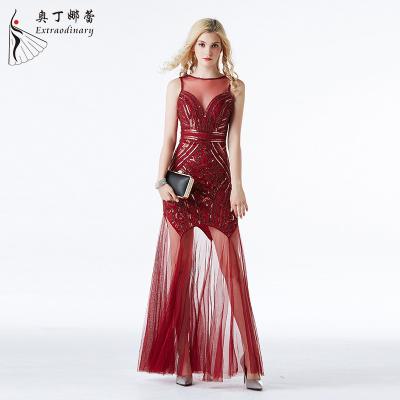 China Anti-Wrinkle Ladies Sequin Party Wear Women Dresses Beading Long Bridesmaid Dresses for sale