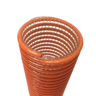 China Soft And Flexible Orange Fabric Reinforced PVC Suction Discharge HoseTube PVC Suction Composite Fiber Hose for sale