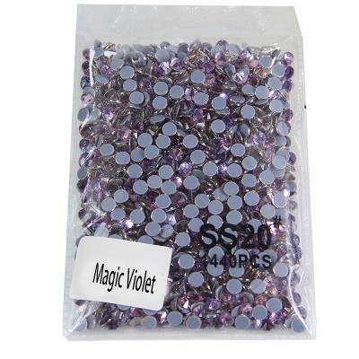 China Flatback Ss20 Dmc Fix Warm Light Violet Glass Iron On Key Decoration Leather Rhinestones for sale