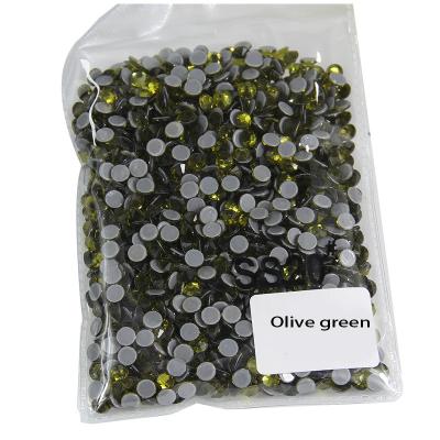 China Regular Cut Flatback 5mm Facets Hot Fix Olive Green Dress Decorations Loose Rhinestones for sale