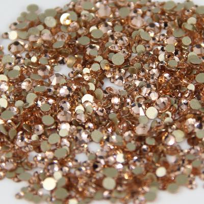 China Flatback 1440PCS Mix Size Glass Strass Embellishments Fix Diy Non-Hot Gemstone Champagne Glass Rhinestone for sale