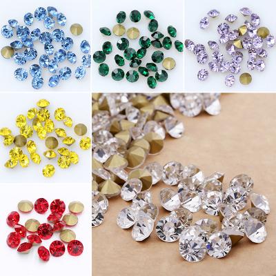 China Wholesale Sparkly Resin Crystal Rhinestones Aluminum Gold Dot Back Bling Diamond Clothes Accessories 2-6mm for sale