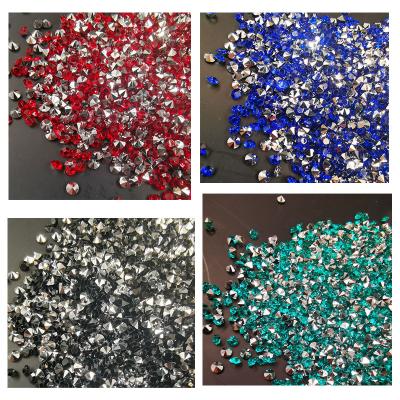 China Ribbon Headed Glass Glitter Beads Foil Blue Ribbon Sari Decoration Crystal Pointed Back Pointed Rhinestones for sale