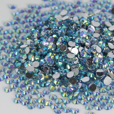 China Transparent Gem Flat Back Lake Blue ab Rhinestones Shapes Flatback Bling Embellishments for sale