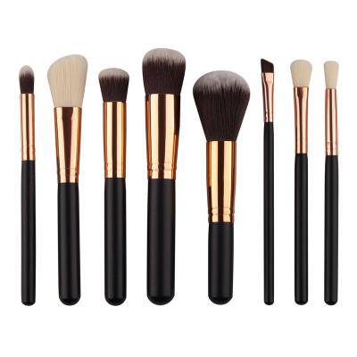 China Angular Blush Professional 8 PCS Makeup Brush Set Nylon Brush Kit Powder Eyebrow Beauty Tools Wood Handle Makeup for sale