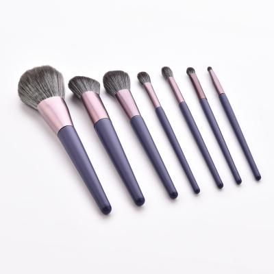 China Angular Blush 7 PCS Purple Personalized Makeup Brush Set For Women Travel Brush Kit Beauty Tool Makeup Set for sale