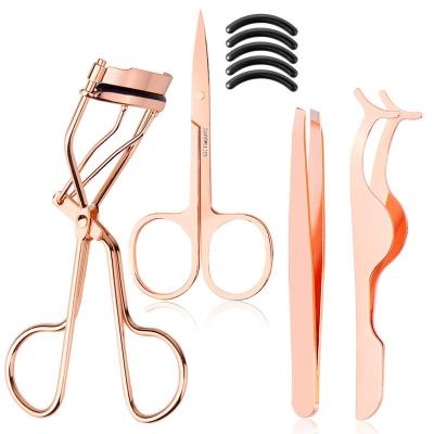 China Professional 4 PCS Eyebrow Beauty Set Eyebrow Tweezers Eyelash Curler Eyebrow Tweezers Beauty Scissors for sale