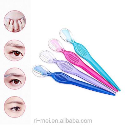 China Eyebrow Hair Removal Eyebrow Razor With Trimmer Facial Shaver Hair Brow Safety Cover Portable Folding Facial Razor Blade For Women for sale