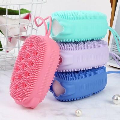 China EXFOLIATING Skin Silicone Bath Cleaning Brush Sponges Wholesale Body Scrubber Brush Silicone Bath Body Brush for sale