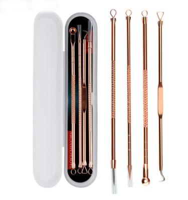 China 4 PCS Rose Gold Blackhead Remover Set Stainless Steel Comedones Extractor Acne Pimple Needle With Plastic Case for sale