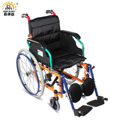 China Convenient manual, stainless, folding wheelchair for the disabled, injured, fractured child. Special leg lifting wheelchair for children for sale