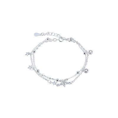 China FASHIONABLE Women's Charm Beaded Bracelet Layered Stars Anklet 925 Solid Sterling Silver For Women Girls Gift for sale