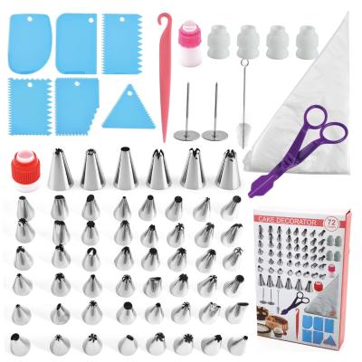 China Sustainable Set of 72 Cake Decorating Piping Nozzles Icing Tips Stainless Steel Cake Decorating Tips Set for sale