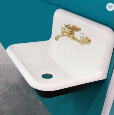 China With Faucet Cast Porcelain Sink Wall-hung High Back Sink Farmhouse Sink for sale