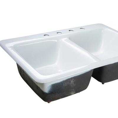 Cina Without Faucet Enamel Cast Iron Sink With One Bowl Cast Iron With White Enamel in vendita