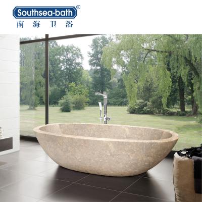 China Freestanding Beige Travertine Stone Bathtub Beige Southsea-Bath Travertine Stone Bathtub for sale