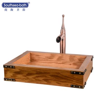 Cina NHTYB-8-ROI Environmental friendly hot sale red oak bathroom sink and wrough iron/wooden basin in vendita