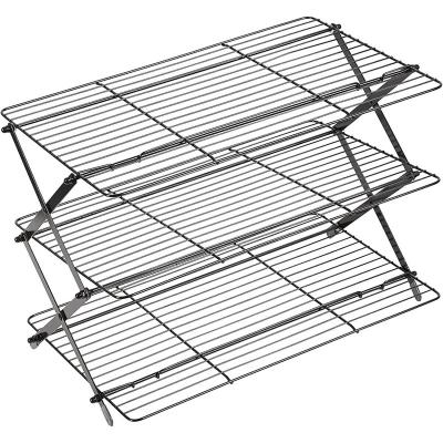 China Disposable 3-Tier Stainless Steel Collapsible Grid Wire Racks for Cookies, Cake and More, Nonstick Cooling Racks Baking Racks for sale