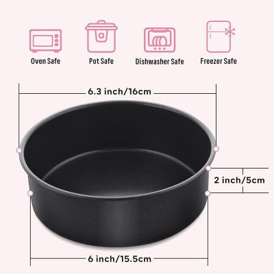 China Disposable Stainless Steel Black Nonstick Round Baking Pan, 6 inch, Birthday Wedding Layer Cake Pan for sale