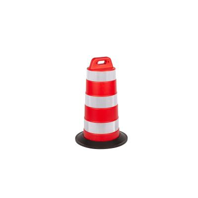 China Highly Visible 36inch Orange Plastic Traffic Safety Barrel With Rubber Base Orange Road Safety Barrel for sale