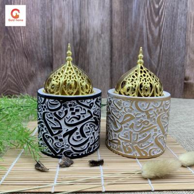 China 2020 Newest Middle East style Aribic bakhoor vein marble censer with metal for decoration for sale