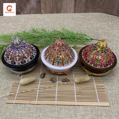 China Middle East Arabic New Style Around Crystal Ceramic Incense Burner Metal Decoration For Home for sale