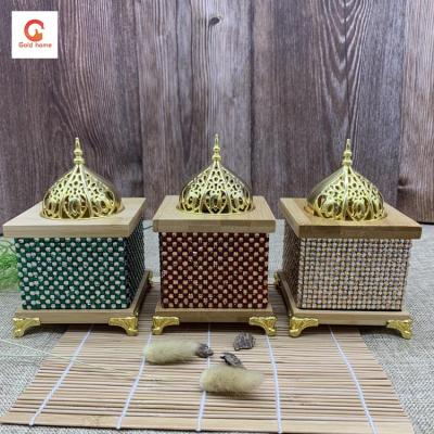 China Middle East Censer New Product Square Crystal Ceramic Incense Burner Metal Decoration For Home for sale