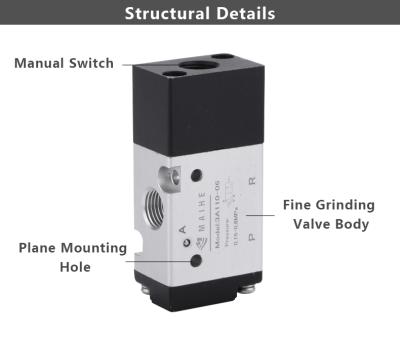 China 12 mm2 Series Solenoid Valve (CV=0.67) 3A110 3A120 Five Position 2 Way Pneumatic Control Valves 3 3/2 Way Air Pilot for sale