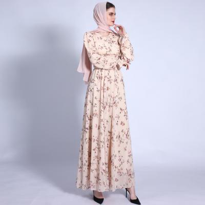 China 2021 New Chiffon Modest Muslimah Styling Ramadan Robe Abaya Dresses Islamic Clothing Floral Modest Muslim Women Dress for sale