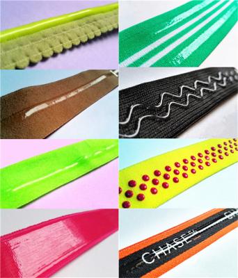 China 2.5cm High quality silicone gripper elastic for cycling sportwear in dot,line,wave silicone for sale