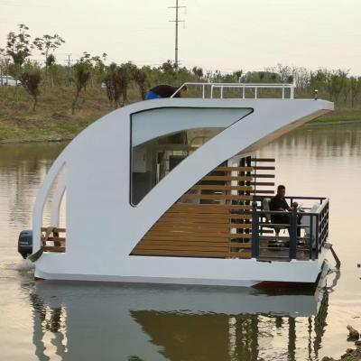 China Aluminum 18.5ft Family Party 5.6m Yacht Leisure Vacation Pontoon Floating Houseboat For Sale for sale