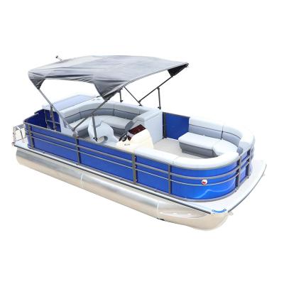 China Party / 7 M 23 Ft Family Recreation Pontoon Boat Fishing Can With Motor for sale