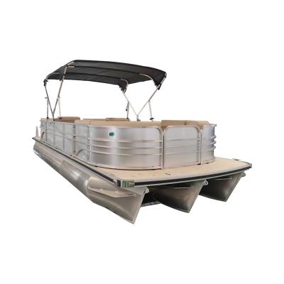 China Part / 7 m 23 Ft Family Recreation Aluminum Pontoon Boat Fishing Can With Motor for sale