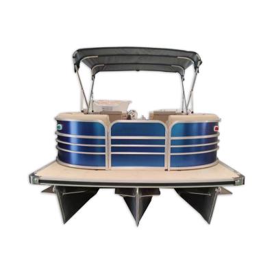 China Party / Fish Processing Plant 7 M 23 Ft Family Recreation Pontoon Boat Can With Motor for sale