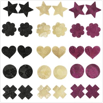 China Breathable Custom Adhesive Petal Sticker Women Nipple Bra Nipple Breast Pads Disposable Invisible Lace Nipple Covers for sale