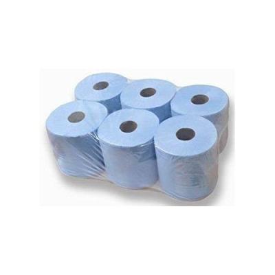 China economical and durable Super-absorbent paper hand towel blue centrefeed pulp rolls center pull 1ply recycled paper towel for sale