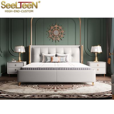 China Modern StyleSoft Headboard Country PU Leather Bedroom Home Furniture Upholstered Beds for sale